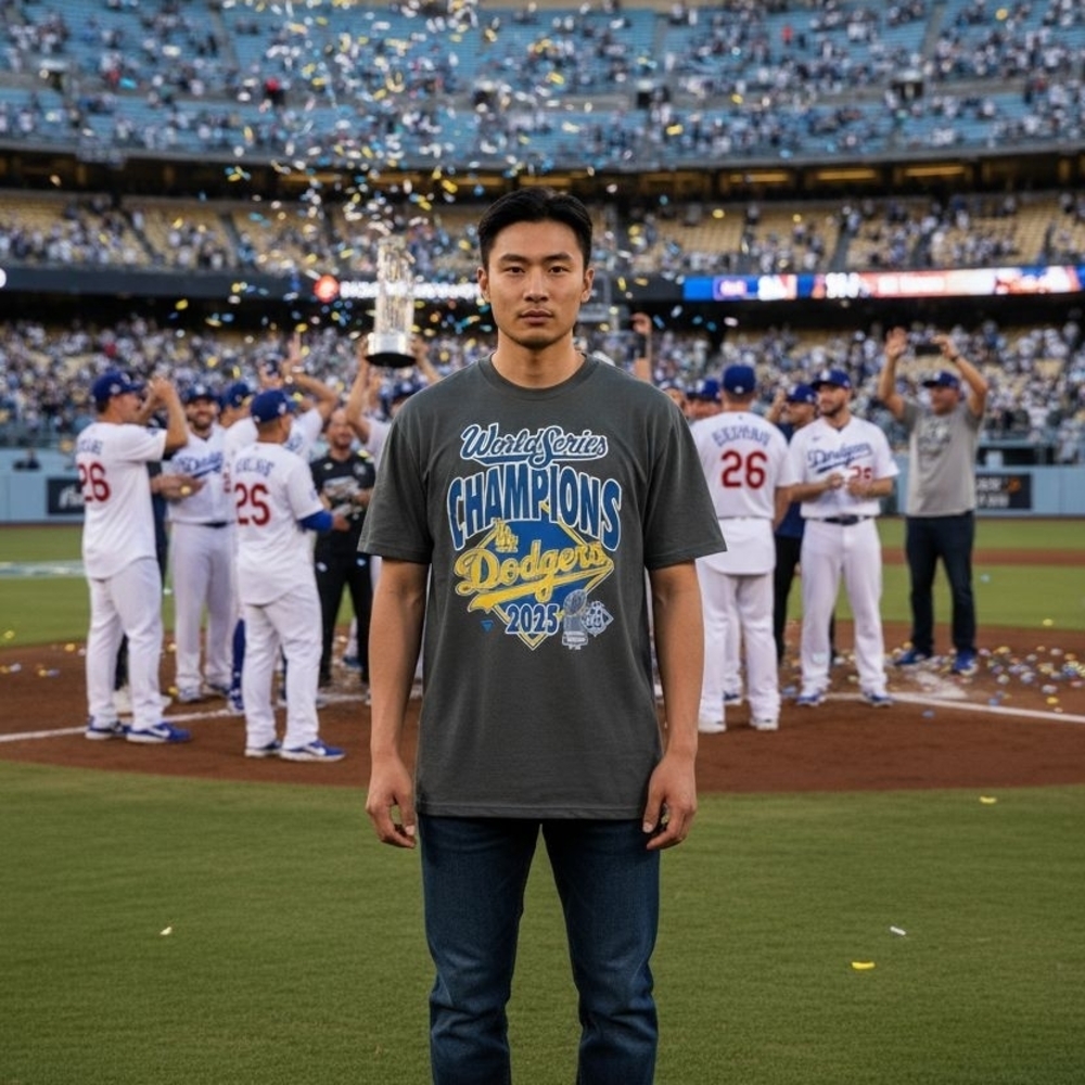 Dodgers World Series Champions T-Shirt Size Large  GREAT CHRISTMAS GIFT IDEA!